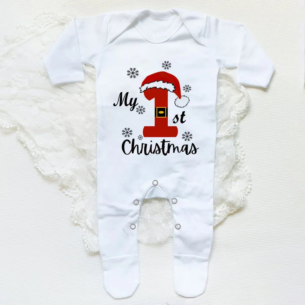 First Christmas Babygrow Sleepsuit Xmas Infant Sleepsuit Boys Girls Cute Clothes Toddler Christmas Gift Baby Xmas Party Outfits