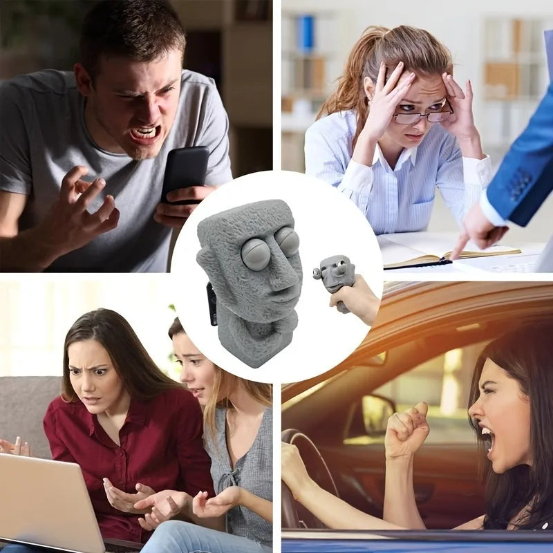 Funny Stone Human Face Emotion Balls Fidget Toys Stress Relief Squeeze Ball Stress Toys for Kids Adults Popping Out Eyes