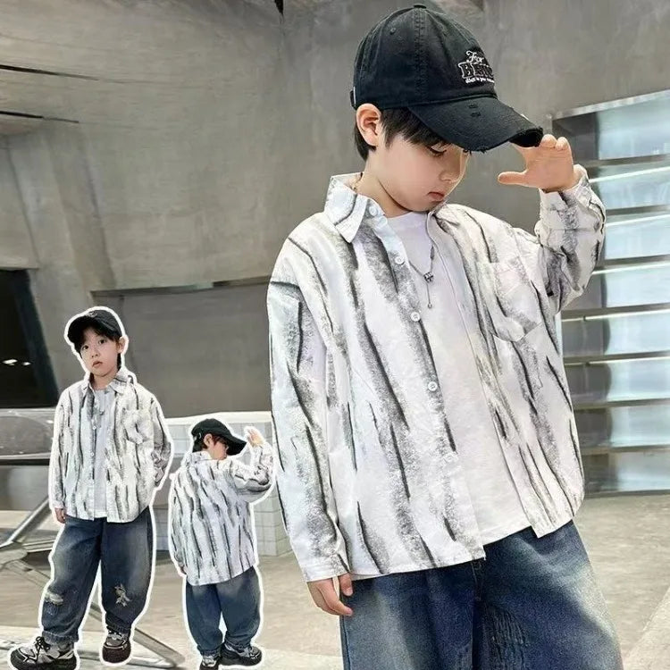 2025 New Boys' Spring Autumn Long Sleeve Shirt Toddler Boys Stylish Long Sleeve Shirt Trendy Design for Kids