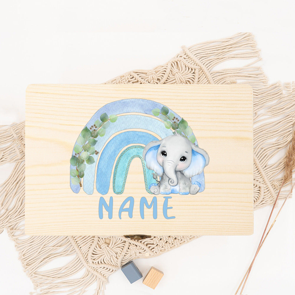 Personalised Forest Animal Rainbow Baby Memory Box Custom Wooden Box Newborn Shower Gift Baby Keepsake Box Umbilical Cord Box