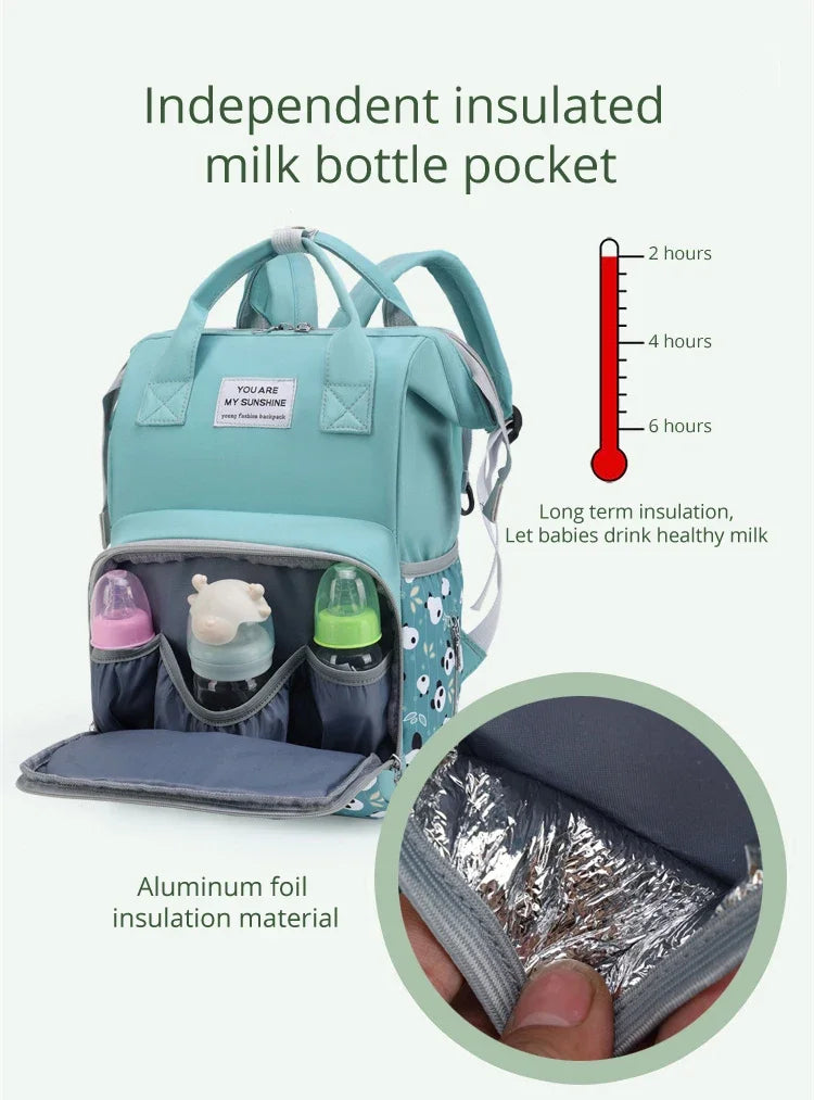 Mommy Bag Multifunctional Waterproof Insulated Backpack Large Capacity Maternity Travel Changing Bag Stroller Strap Schoolbag