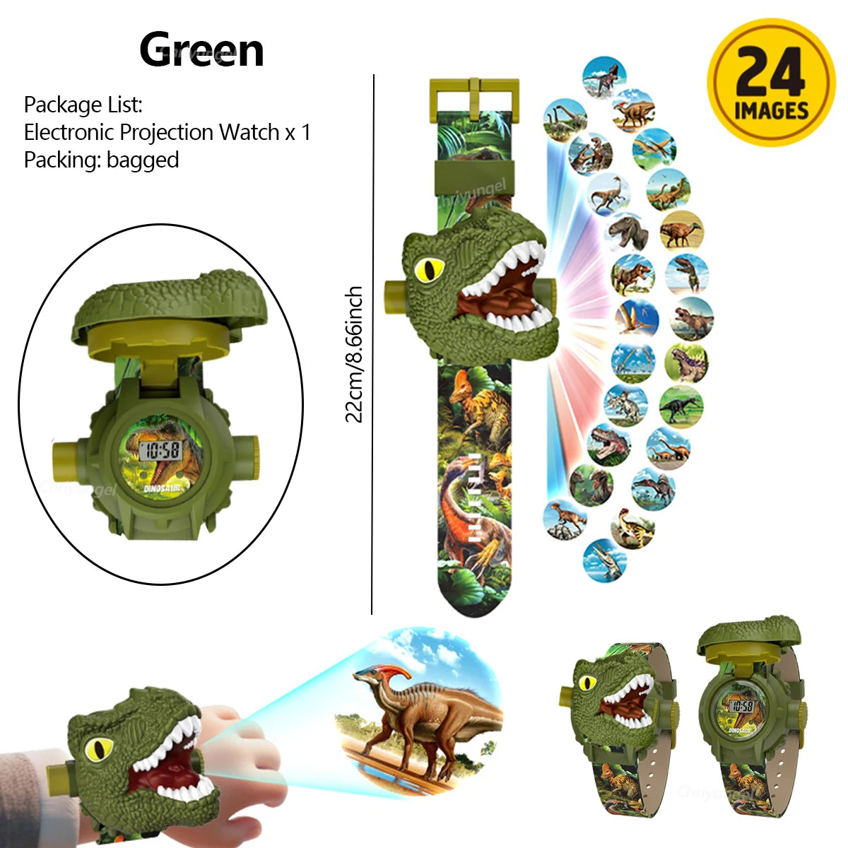 Cartoon Projection Watch for Kids Electronic Watch 24 Patterns Display Projector Montessori Education Toys Gift for Boys Girls