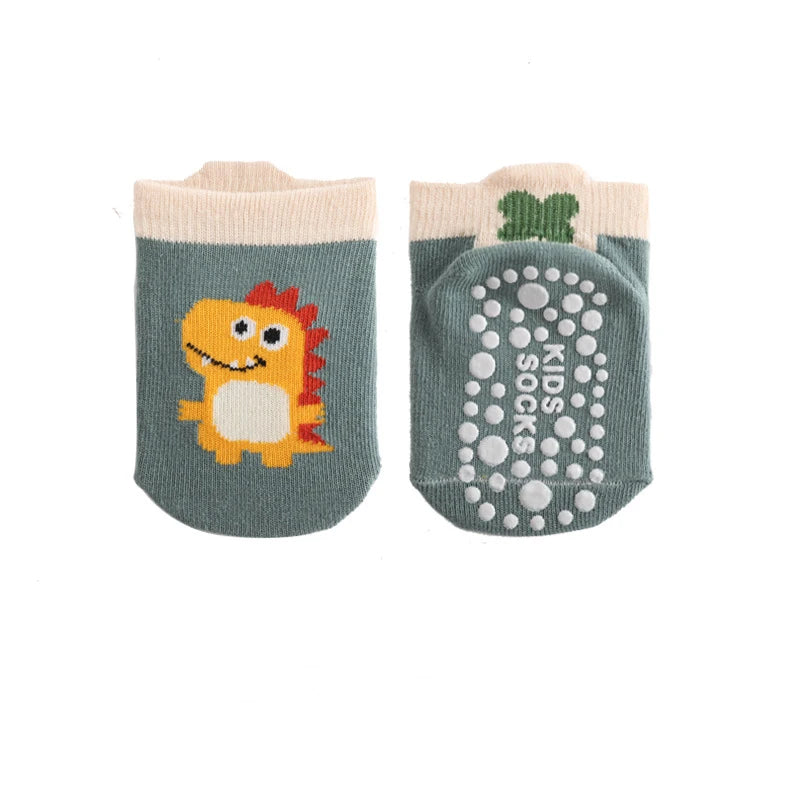 6 Pairs Spring Summer Kids Cotton Socks Children Autumn Cute Cartoon Animal Pattern Comfy Breathable Baby Non-slip Floor Socks