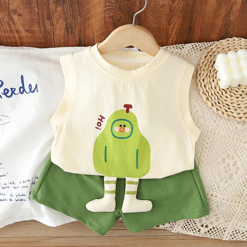 New Summer Baby Girls Clothes Suit Children Boys Fashion Vest Shorts 2Pcs/Sets Kids Clothing Infant Costume Toddler Tracksuits