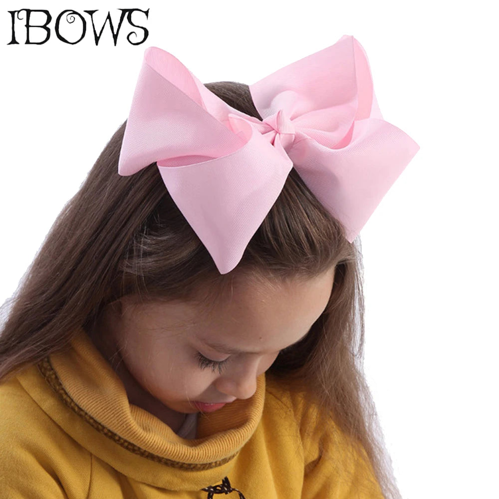 60 Colors Boutique 8" Large Solid Grosgrain Ribbon Hair Bow Clips Barrettes for Women Girls Accessories