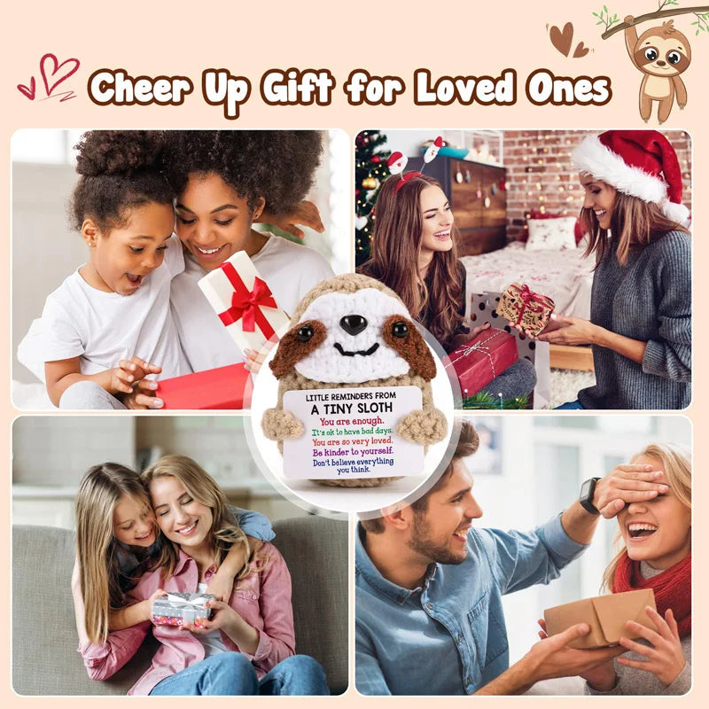 Inspirational Birthday Gift Handmade Ornaments Women Reminders Emotional Cheer Support Small Funny Cute Bradypode Knitted Sloth