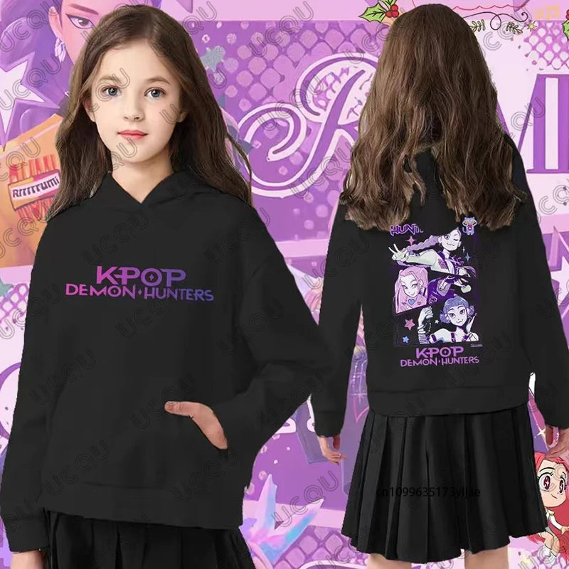 New KPop Demon Hunters Print Cotton Hoodies For Children Autumn Winter Long Sleeve Sweatshirt Casual Pullover Kids/Adult Tops