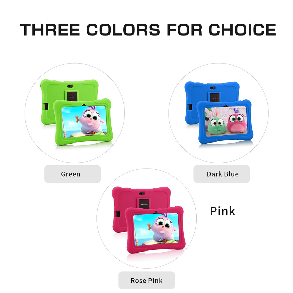 PRITOM 7 Inch Kids Tablet Quad Core Android 13 32GB WiFi Bluetooth Educational Software Installed
