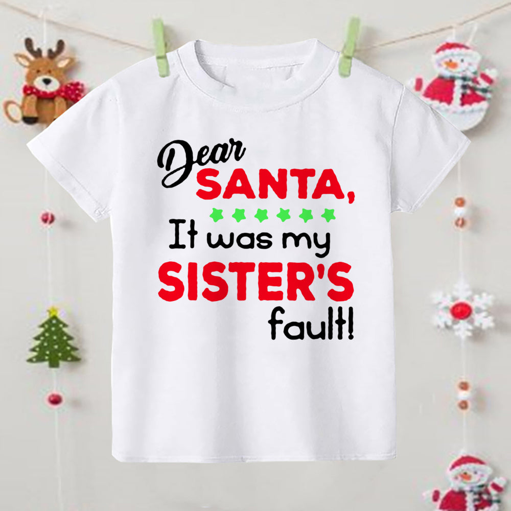 Christmas Children's T-shirt Xmas Party Gift Boys Girls Sibling T Shirt Outfits Clothes Kids T Shirts Cute Short Sleeve Tops Tee