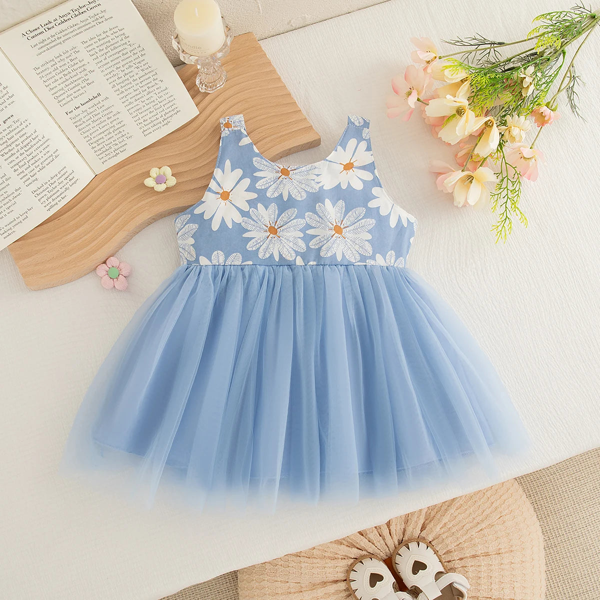 Summer New Sweet Flower Baby Girl Princess Dress, Sweet Bow Children'S Sleeveless Clothes For Babies Aged 9 Months To 3 Years