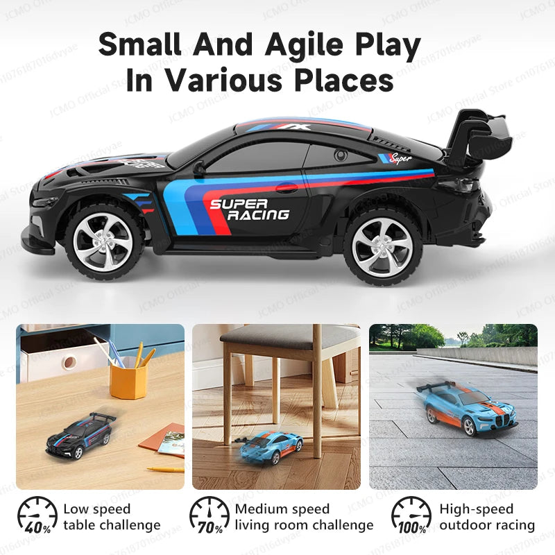 JCMO Racing Car Mini Scale 1:64 Three Speed Adjustment High Speed Mobile Phone Controllable Toy Remote Control Racer For Kids