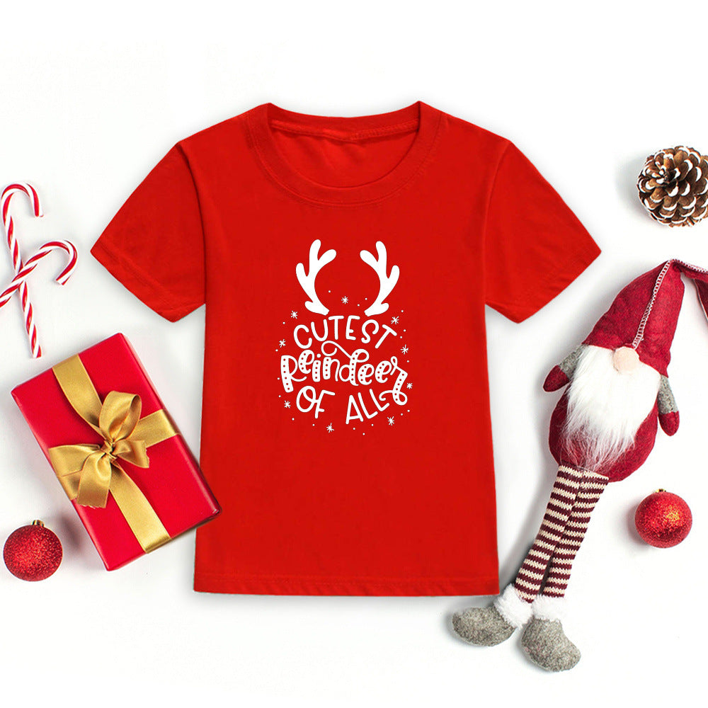 Christmas Kids T-shirt Xmas Boys Girls Clothes Christmas Party Kid Gift Shirts Xmas Children Short Sleeve Shirt Child Outfits