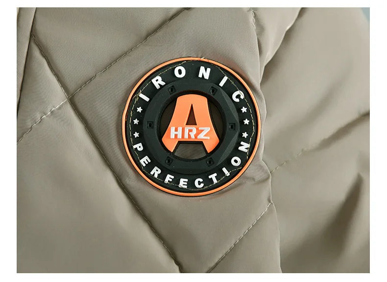 New Winter Boys Jacket Long Style Letter Print Thick Warm Hooded Coat Fur Collar Down Cotton Outerwear For 4-10 Years Kids