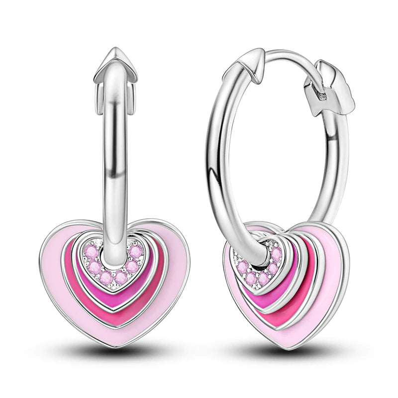 925 Sterling Silver Pave U Shape Heart Eardrop Earrings Hoop Earrings For Women Wedding Engagement For Girlfriend Birthday Gift