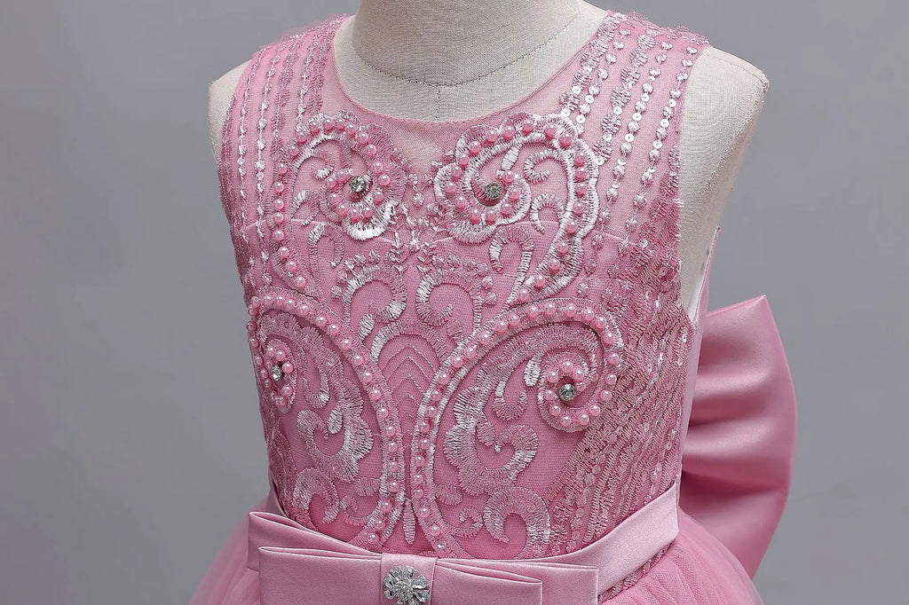 2025 New Hot Selling Girl Party Dress Gorgeous Big Bow Graduation Ball Dress 4 6.8 10 12 Elegant Birthday Dress Girl dresses