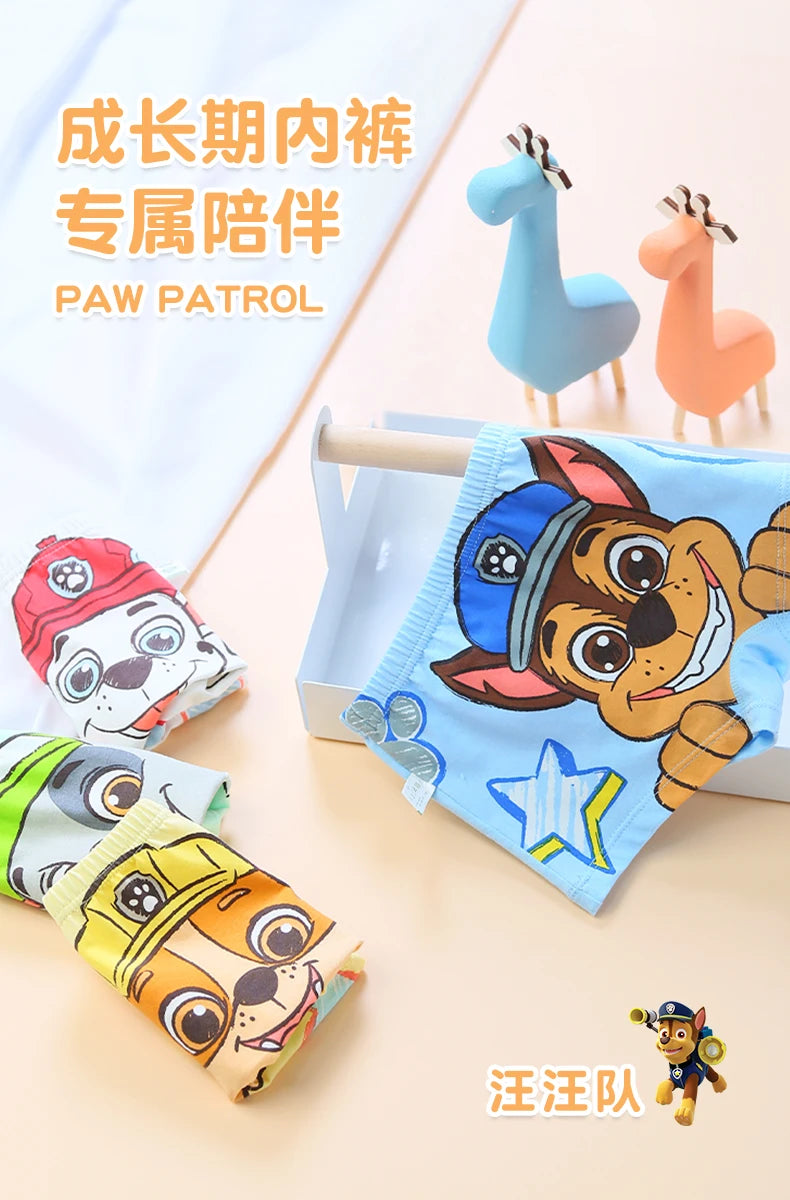 100% Genuine Paw Patrol 4PCS/LOT Cotton Boxers Panties Cartoon Printed Kids Underwear Children's Underpants Shorts Panties 2-8Y
