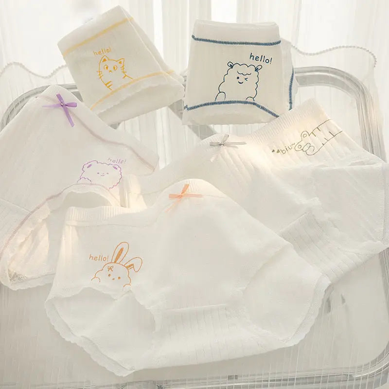 5PCS Teens Girls Cotton  Antibacterial Panties for Kids Print Briefs 8+y Young Children Underwears Baby Thin Breathable Knickers