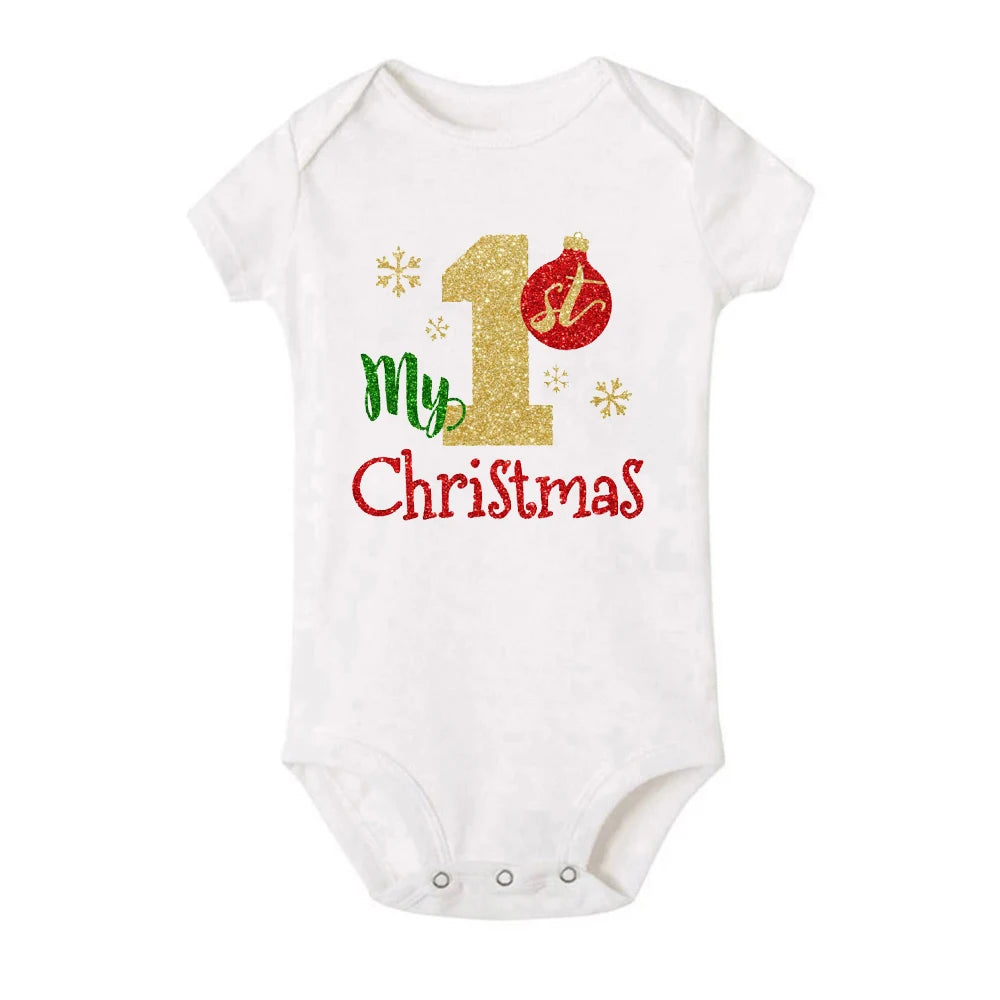 It Is My First Christmas Baby Short Sleeve Romper Toddler Baby Boy Girl Clothes Outfit Bodysuit Newborn Ropa Xmas Best Gifts