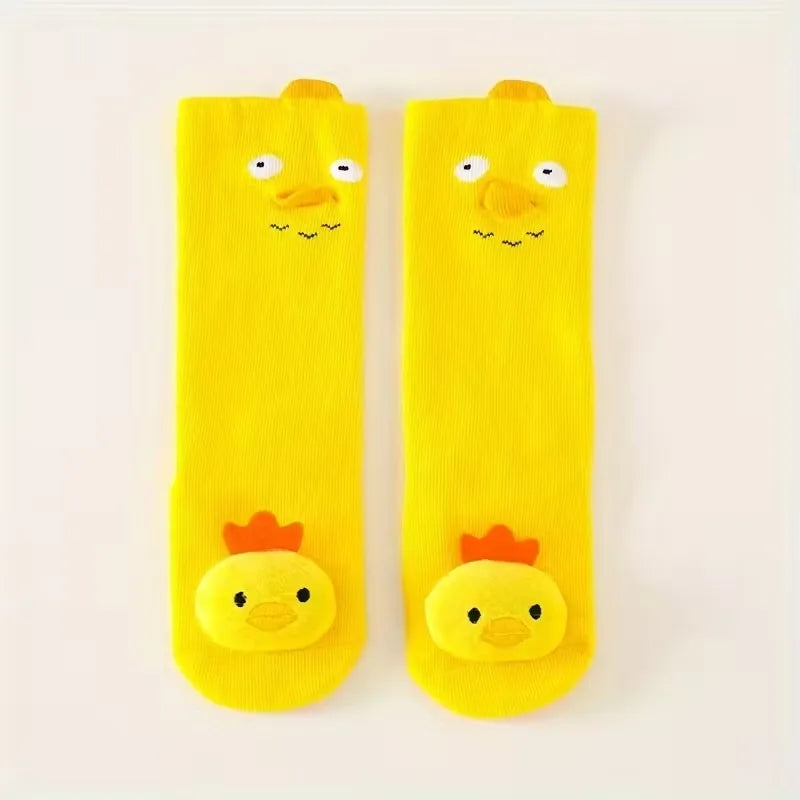 Kids Cartoon Animal Knee High Socks Non Slip Cotton Long Sock for Boys Girls Baby Knee Protector Toddler Cute Winter Accessories