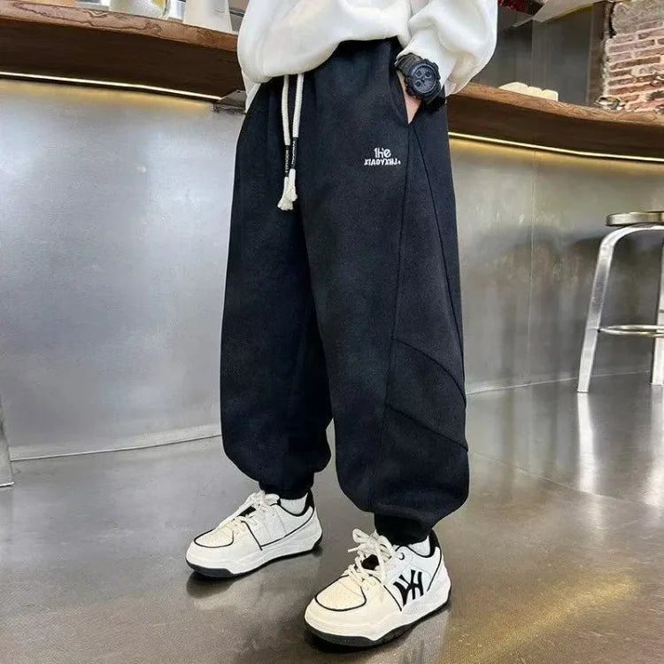 New 2025 Boys' Korean Style Loose Sweatpants - Trendy Tie-Dye Casual Pants for Big Kids (Spring Autumn)