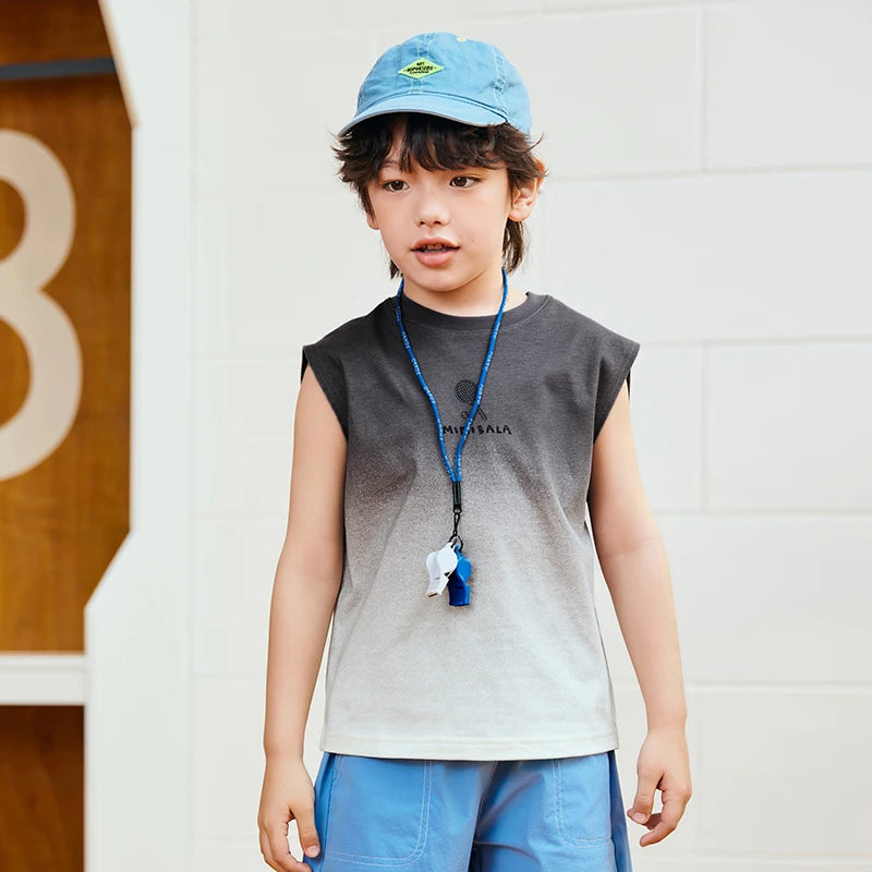 Mini Bala Boys Tank Top Summer New Cotton Tie-Dye Breathable Soft Skin-Friendly Base Layer for Kids