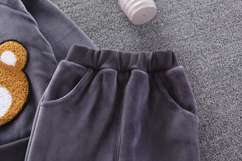 New Winter Baby Girls Clothes Suit Children Boys Thicken Warm Hooded Vest T-Shirt Pants 3Pcs/Set Toddler Costume Kids Tracksuits