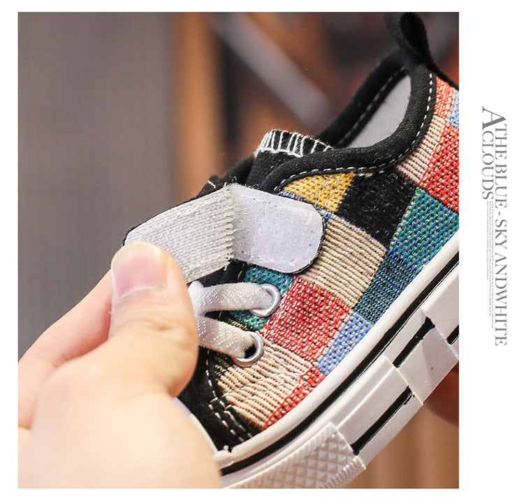 Children's Casual Shoes Toddlers Kids Canvas Sneakers for Boys Girls Fashion Classic Checkered Soft Rubber Sole Spring Autumn