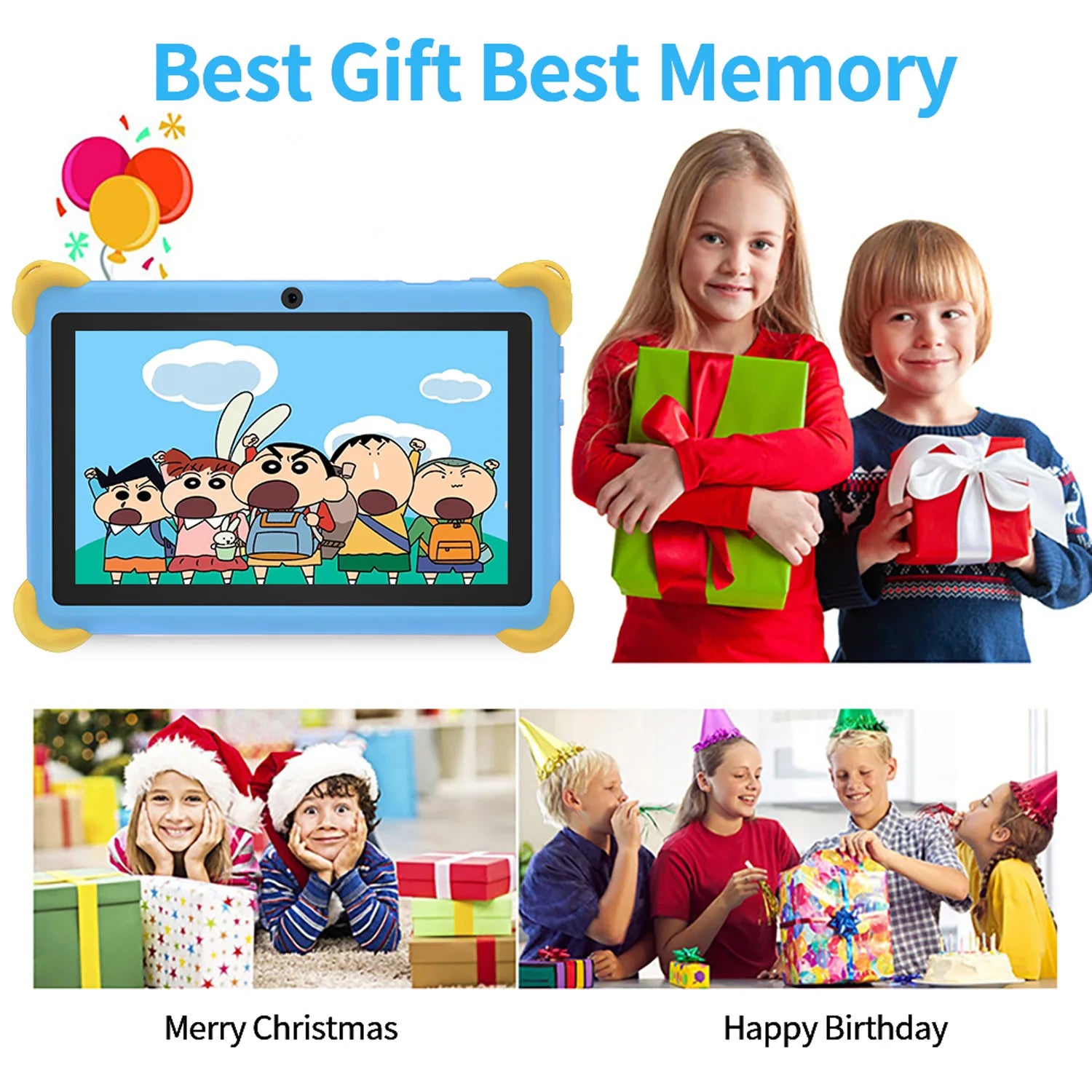 7 Inch 5G Kids' Tablet with Cartoon Pattern Android Learning Education PC with Kids-Proof Case 4000mAh Tablet