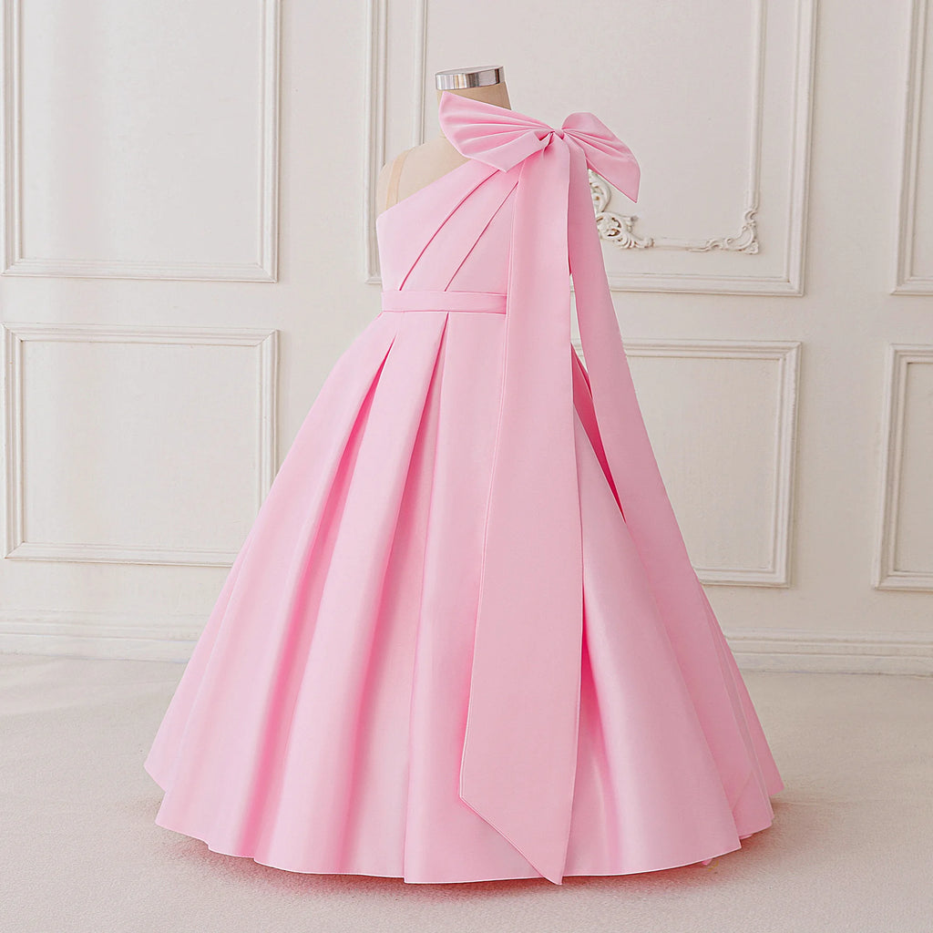 Fashion Bow Bridesmaids Party Girls Dress Elegant Wedding Birthday Princess Prom Dresses for Girl Gala First Communion Costumes