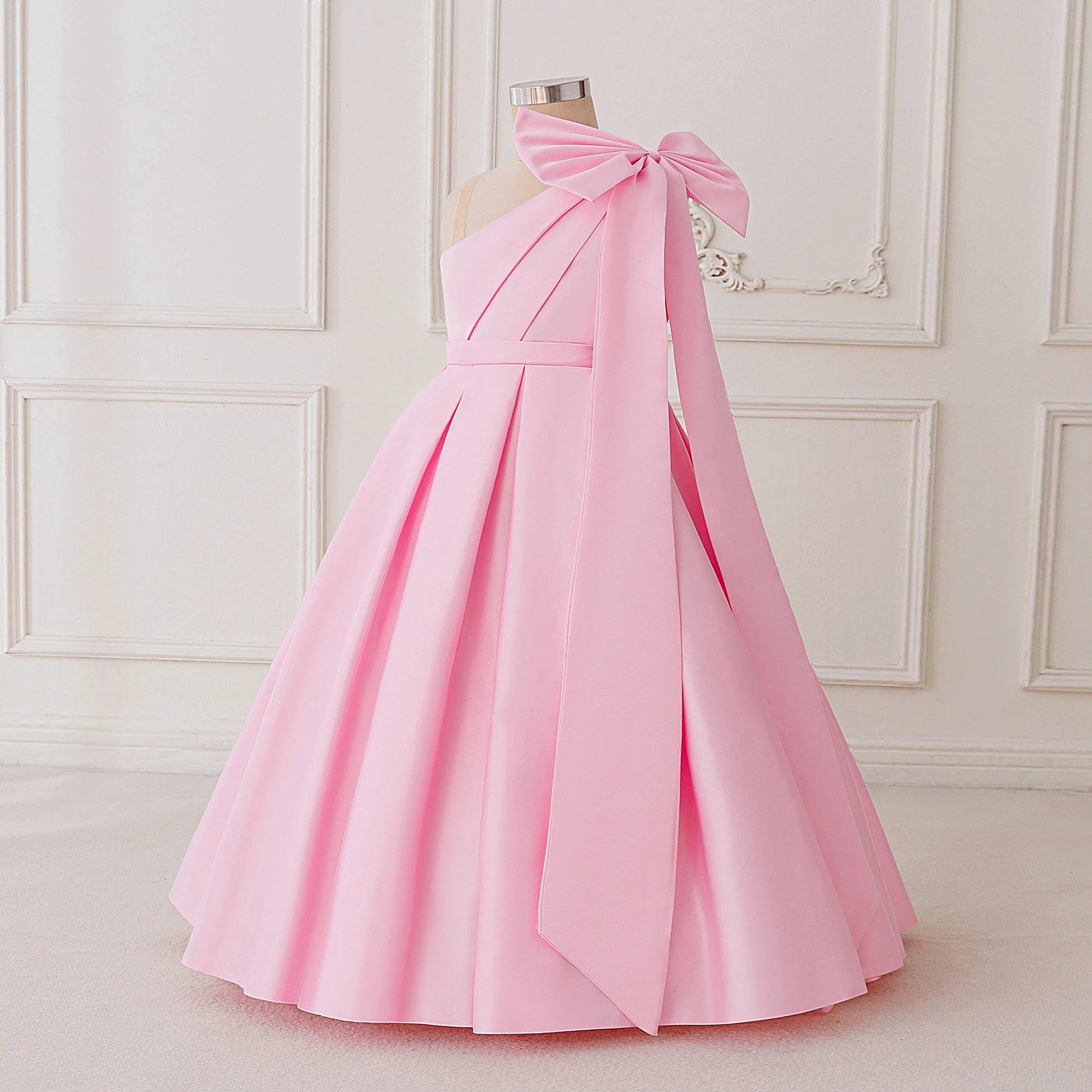 Fashion Bow Bridesmaids Party Girls Dress Elegant Wedding Birthday Princess Prom Dresses for Girl Gala First Communion Costumes