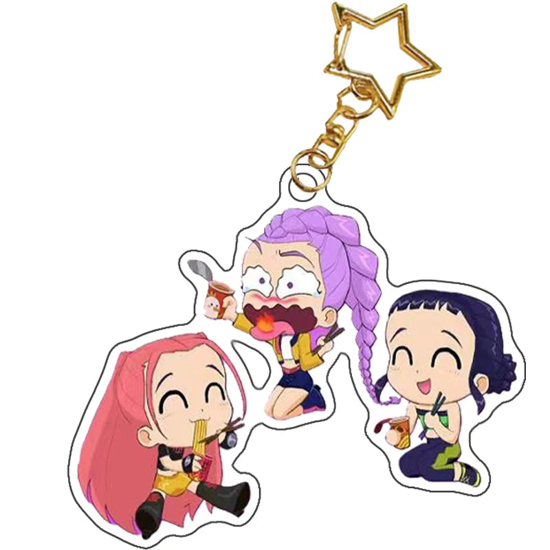 Kpop Demon Hunters Saja Boys Keychain Huntr-X Bag Pendant Unters Huntrix Saja Self Made Acrylic Keyring Jewelry Friends Gift