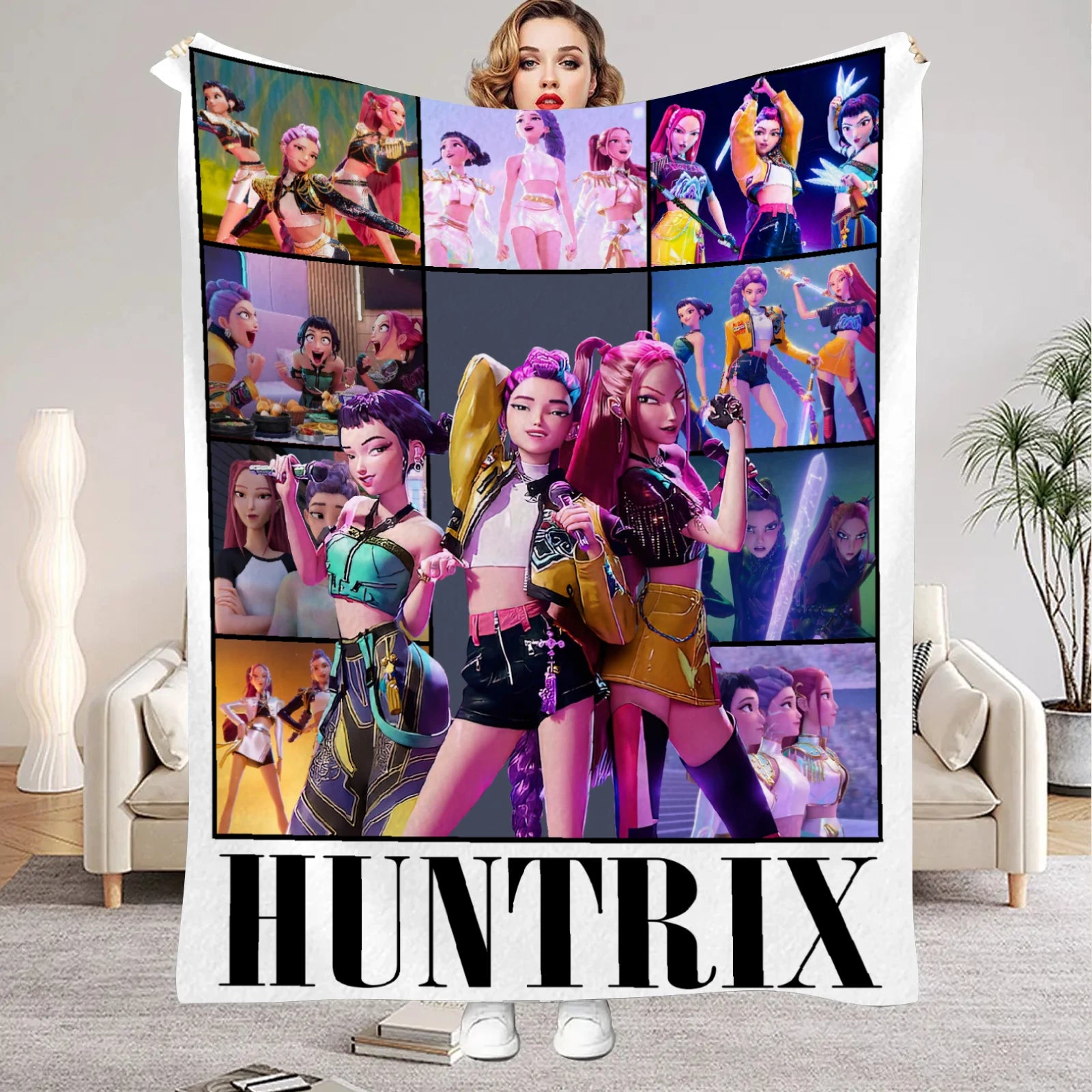 kpop Demon Hunters Huntrix Blankets Quality Soft Warm Throw Blanket Winter Kids Couch Bed Fluffy Bedspread
