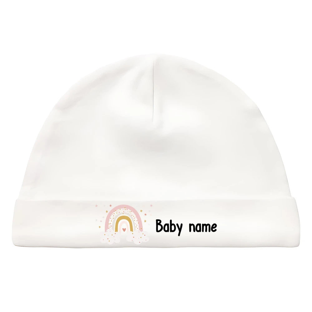 Personalised Unisex Baby Hat Infant Head Wear Baby Shower Gift Custom Newborn Beanie with Name First Hat for Babies