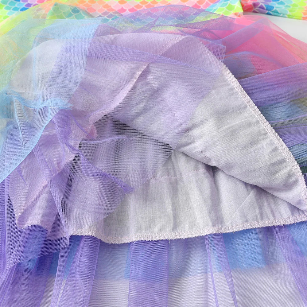 VIKITA Meerjungfrauen-Tutu-Kleid für Teenager und Mädchen, farbenfroh, gestuft aus Tüll und Netzstoff, Prinzessinnenkleid, Kostüm für Kinder von 3-12 Jahren