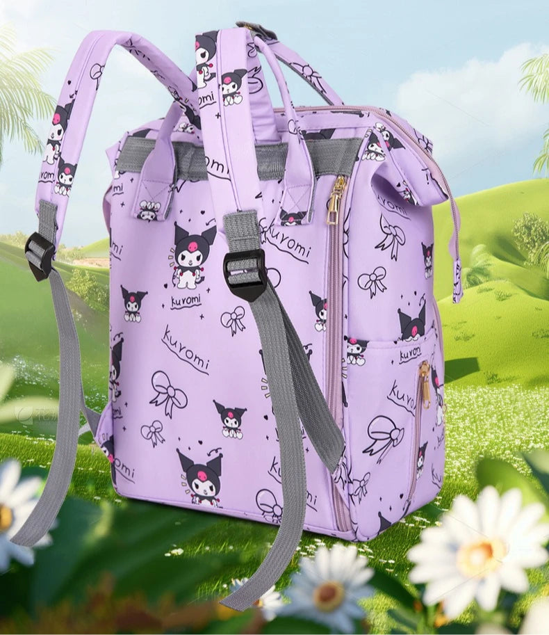 Kuromi New Diaper Bag Backpack Cartoon Cute Baby Diaper Bag Backpack Multifunctional Fashion Lightweight Baby Bag Large Capacity