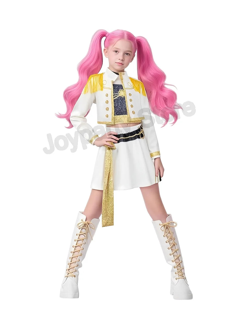 2025 NEW Kpop Demon Hunter Anime Movie Kids Cosplay Rumi Zoey Mira 3D Print Costume Suit Clothes KPop Rumi Zoey Cosplay Outfit
