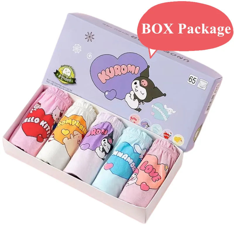 5/10Pcs Girls Cotton Panties Cartoon Character Hello Kitty Kuromi Pochacco Cute Girls Triangle Underwear Soft Preschooler Briefs