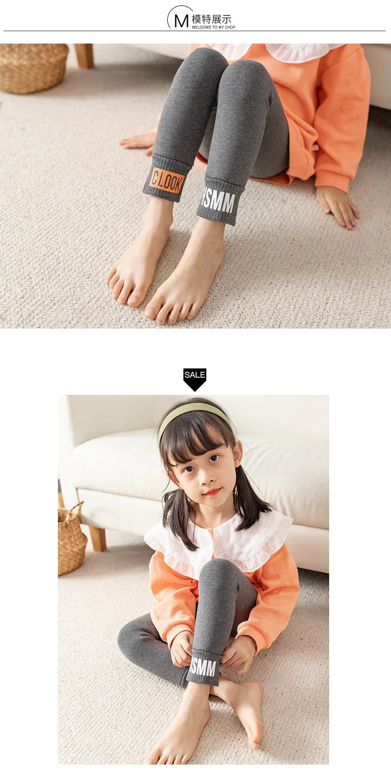 Autumn Winter Baby Girls Fleece Leggings Thick Warm Pants Girls Winter Pants Children Trousers 3-10Years Toddler Kids Trousers