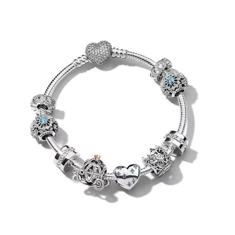 Hot selling S925 sterling silver crown snake bone bracelet, suitable for original DlY bracelet, women's fashion jewelry