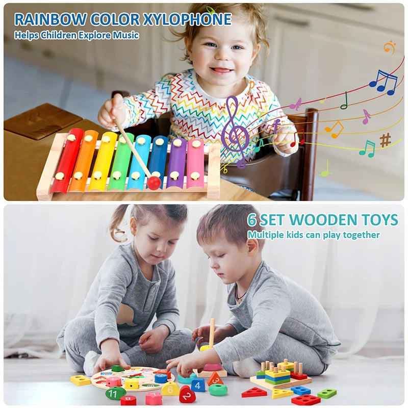 5-6pcs/set Montessori Wooden Toys for Babies Boy Girl Gift Baby Development Games Wood Puzzle for Kids Educational Learning Toy