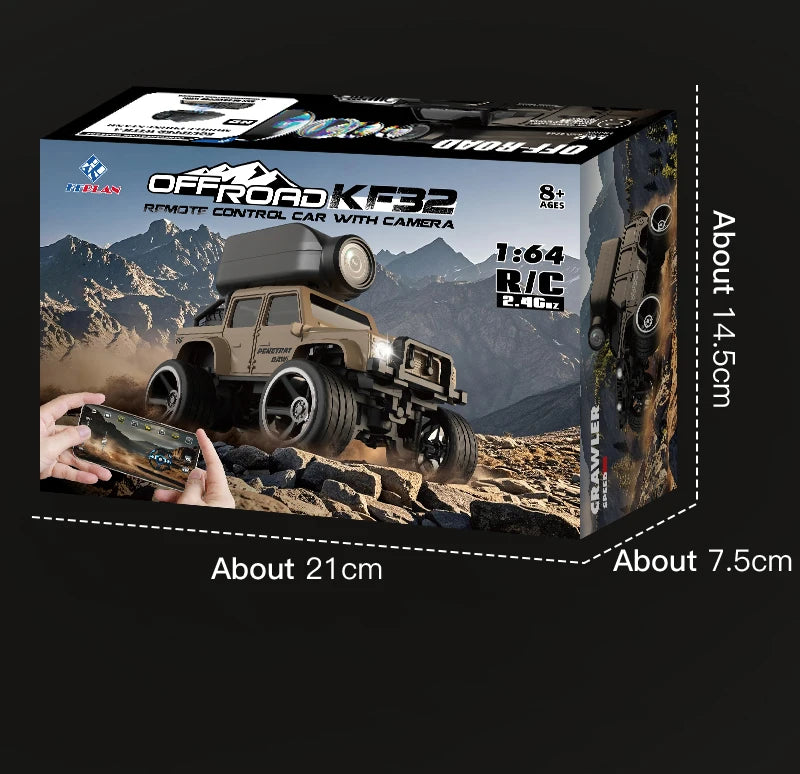KF32 1:64 RC Mini Climbing Alloy Video Car With LED Light  and HD Camera Radio Remote Control Vehicle Toy for Kids Best Gift