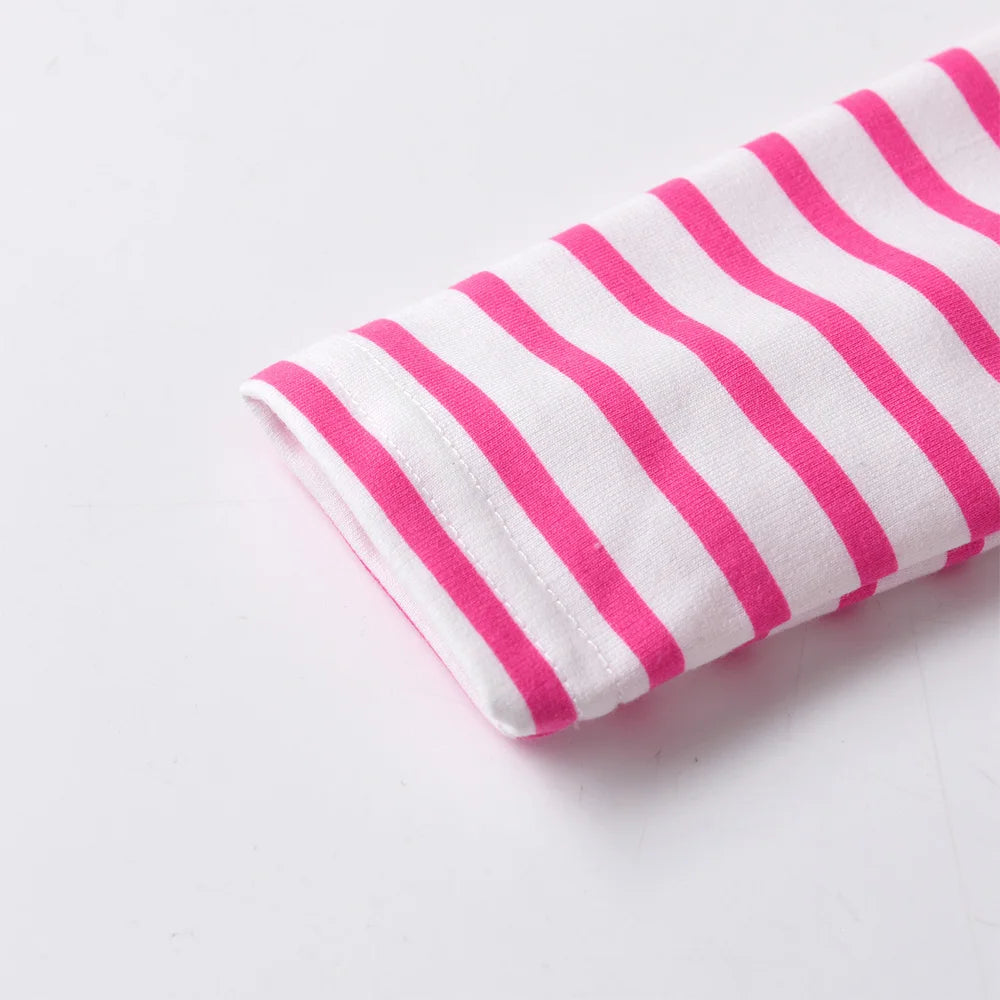 VIKITA Kids Cotton Casual Street Fashion Dress Girls Licorne Butterfly Sequined Appliqued Hooded Dresses Kids Cute Pink Dress