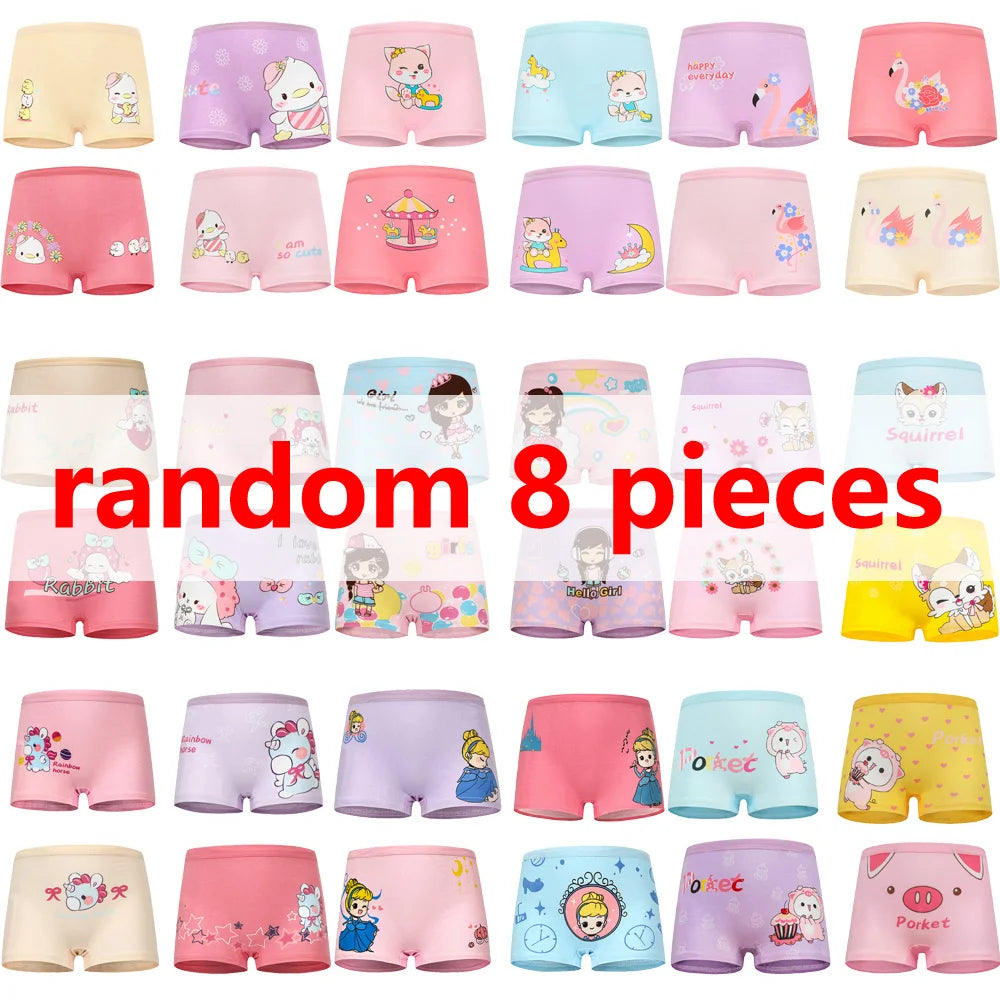 4/8/12 Pcs Children Girls Panties Sets Cotton Cute Cartoon Princess Unicorn Print Child Underwear for Girl Kid Boxer Breathable