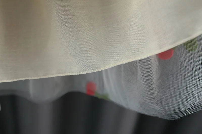 Spring And Autumn New Cherry Chiffon Baby Girl Princess Dress, Red Long Sleeve Christmas Party Children'S Clothes（0-3 Years Old）