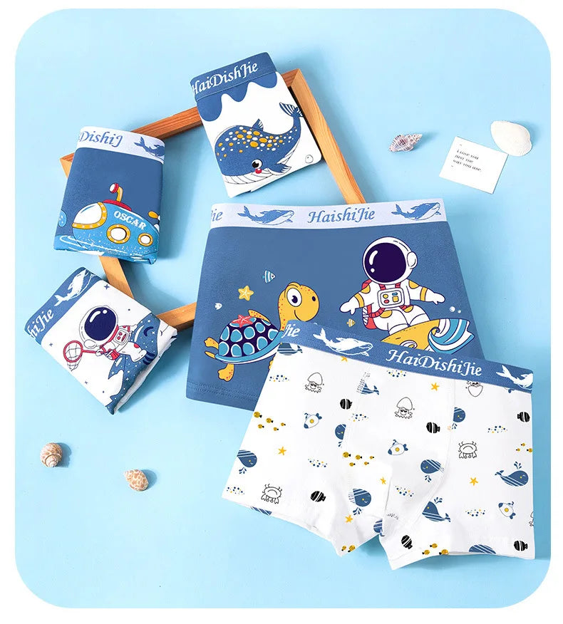 Boys Cotton Boxer Shorts 4PCS Not Pinch the Butt Boy Cotton Thin Section Flat Shorts Baby Underpants Children's Bottoms