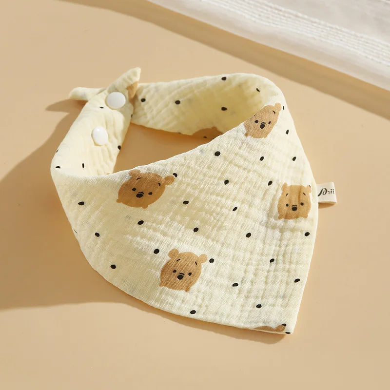5pcs Baby Bibs Saliva Towel Triangle Scarf Linen Cotton Cartoon Bear 0-2Year Newborn Boy Girl Bibs Saliva Scarf Absorbent Cloth