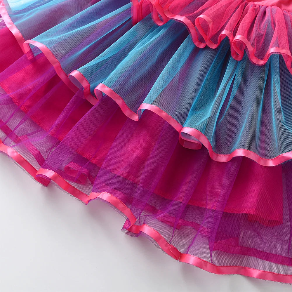 VIKITA Girls Suspenders Dress Children Mermaid Print Cartoon Summer Dresses Kids Birthday Party Prom Gown Princess Tutu Dresses