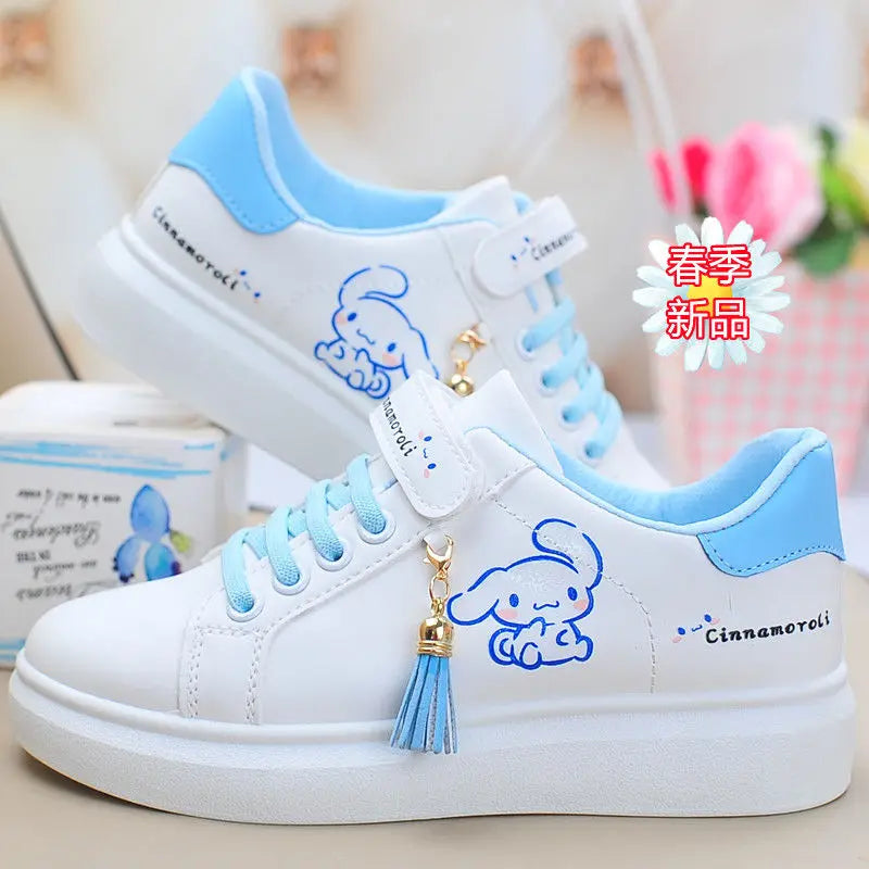 Sanrio hello kitty  spring autumn non-slip net shoes girl casual shoes cartoon board shoes kuromi sports shoes cute Sneakers