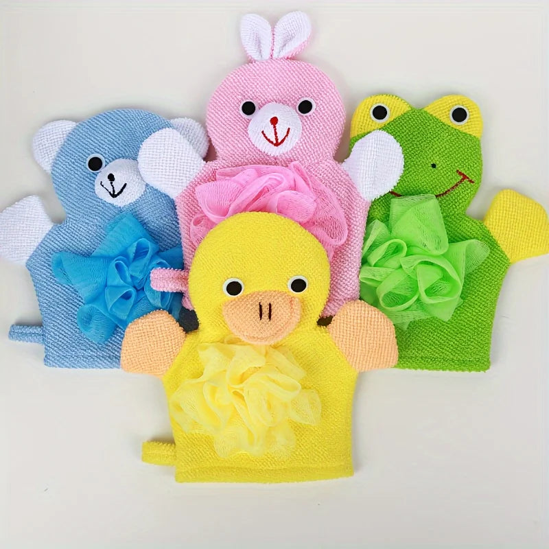 Cute Animal Bathing Gloves Kids Sponges for Bathing Loofah Gloves Shower Kids Body Scrub Hand Puppet Bath Wash Mitt Towel