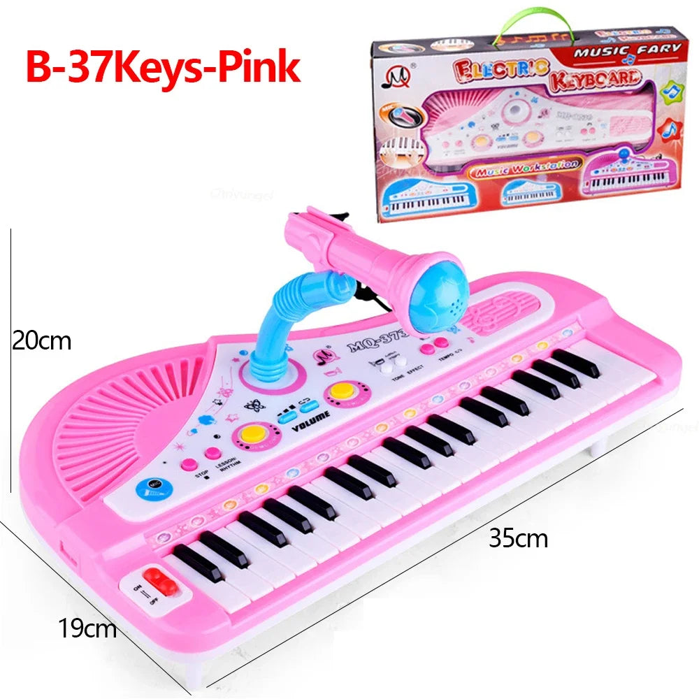 37 Keys Kids Electronic Piano with Microphone Educational Toys Musical Instrument for Kids Toddlers Boys Girls Birthday Gift